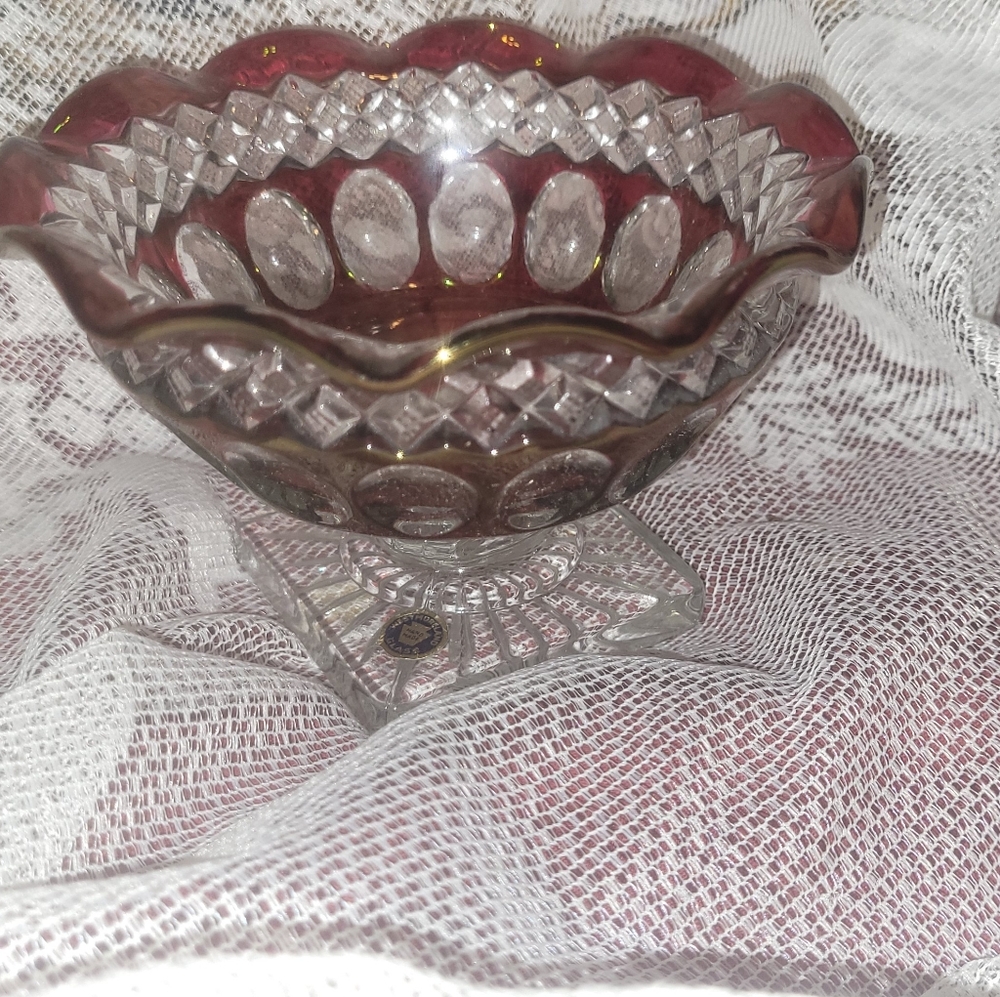Vintage West Moreland Glass Ruby Color Candy Dish